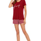 Graphic Round Neck Top and Striped Shorts Lounge Set