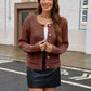 Round Neck Button Up Cardigan with Pockets