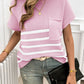 Devine Striped Round Neck Short Sleeve Sweater