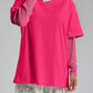 Faux Layered Round Neck Mesh Sleeve Top
