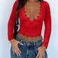 Devine V-Neck Long Sleeve Lace Top