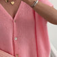 V-Neck Button Up Short Sleeve Cardigan