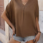 Notched Half Sleeve Blouse