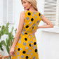 Tied Polka Dot V-Neck Dress