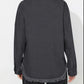 Raw Hem Pearl Trim Collared Neck Denim Top