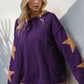 Double Take Star Patched Long Sleeve Sweatshirt