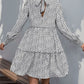 Frill Printed Mock Neck Long Sleeve Mini Dress