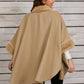 Fuzzy Trim Long Sleeve Poncho