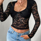 Devine Scoop Neck Long Sleeve Lace Top