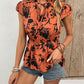 Printed Tie Neck Cap Sleeve Blouse