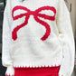Bow Graphic Round Neck Long Sleeve Sweater