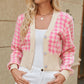 Houndstooth Button Up Long Sleeve Cardigan