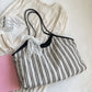 Striped Canvas Tote Bag