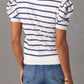 Striped Round Neck Puff Sleeve Knit Top