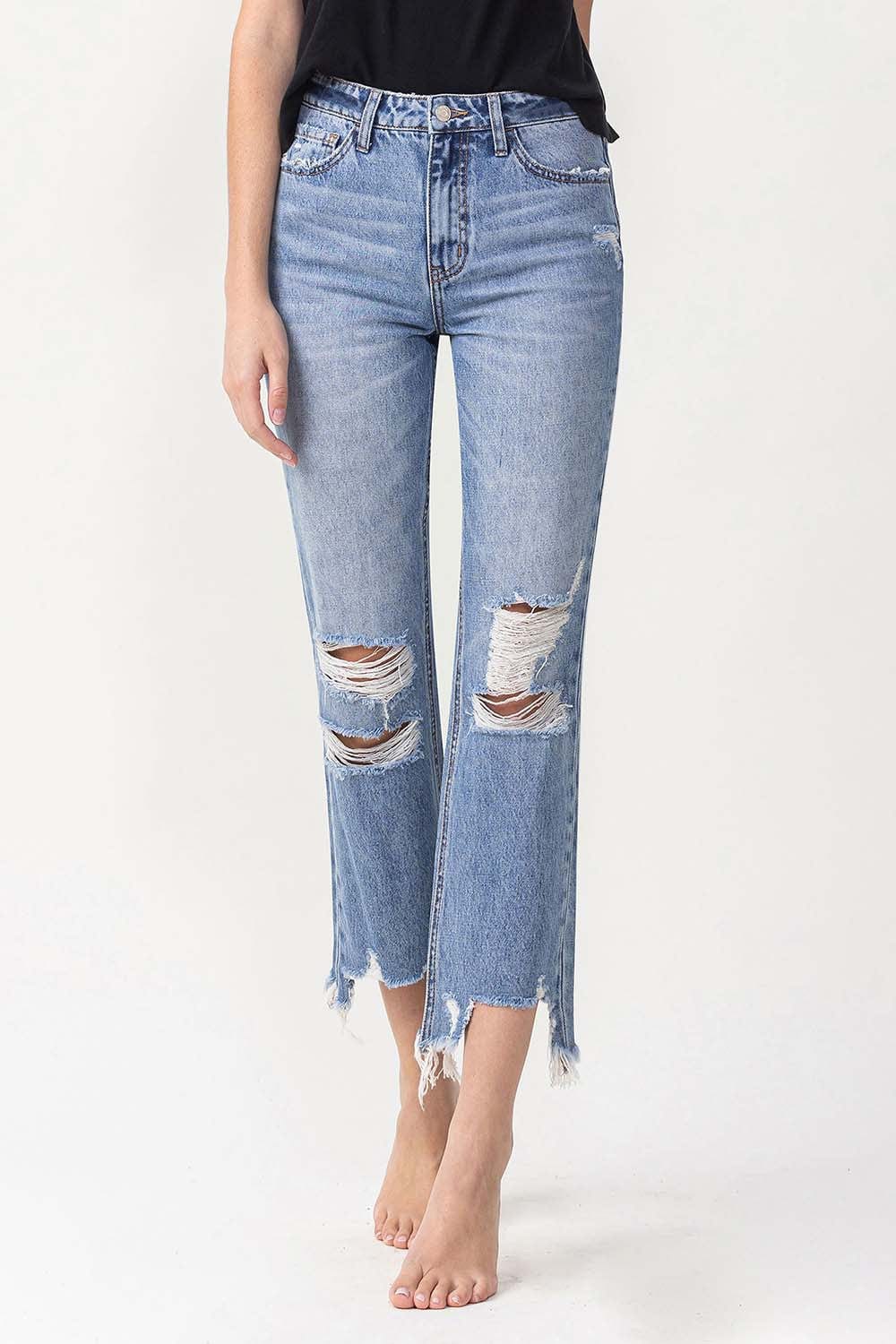 Lovervet High Rise Distressed Straight Jeans *