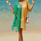 Double Take Openwork Contrast Slit Knit Cover Up