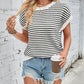 Lovelet Striped Round Neck Cap Sleeve Sweater