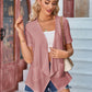 Eyelet Open Front Short Sleeve Cover Up