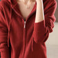 Drawstring Zip Up Long Sleeve Hooded Sweater