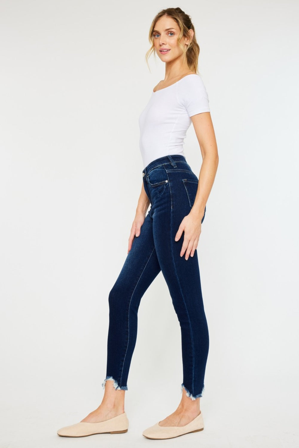 Kancan Full Size High Rise Frayed Ankle Skinny Jeans *