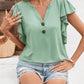 Full Size Ruffled Notched Cap Sleeve T-Shirt