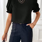 Round Neck Flounce Sleeve Blouse