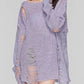 Distressed Boat Neck Knit Cover Up