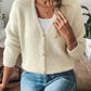 Button Up V-Neck Long Sleeve Cardigan