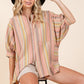 Mittoshop Striped Bubble Sleeve Button Down Shirt
