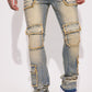 Can I Cargo Stacked Skinny Flare Jeans - Vintage Blue Wash
