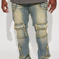Can I Cargo Stacked Skinny Flare Jeans - Vintage Blue Wash