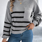 Striped Round Neck Long Sleeve Sweater