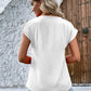 Full Size Decorative Button V-Neck Short Sleeve Blouse