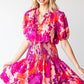 First Love Floral Short Sleeve Smocked Mini Dress
