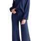 Round Neck Long Sleeve Top and Pants Set