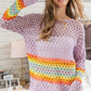BiBi Rainbow Stripe Hollow Out Cover Up - Brand BiBi