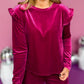 Frill Round Neck Long Sleeve Top and Pants Set