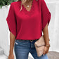 Lace Detail V-Neck Half Sleeve Blouse