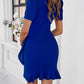 Ruffled Round Neck Short Sleeve Mini Dress