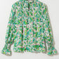 Frill Printed Mock Neck Flounce Sleeve Blouse
