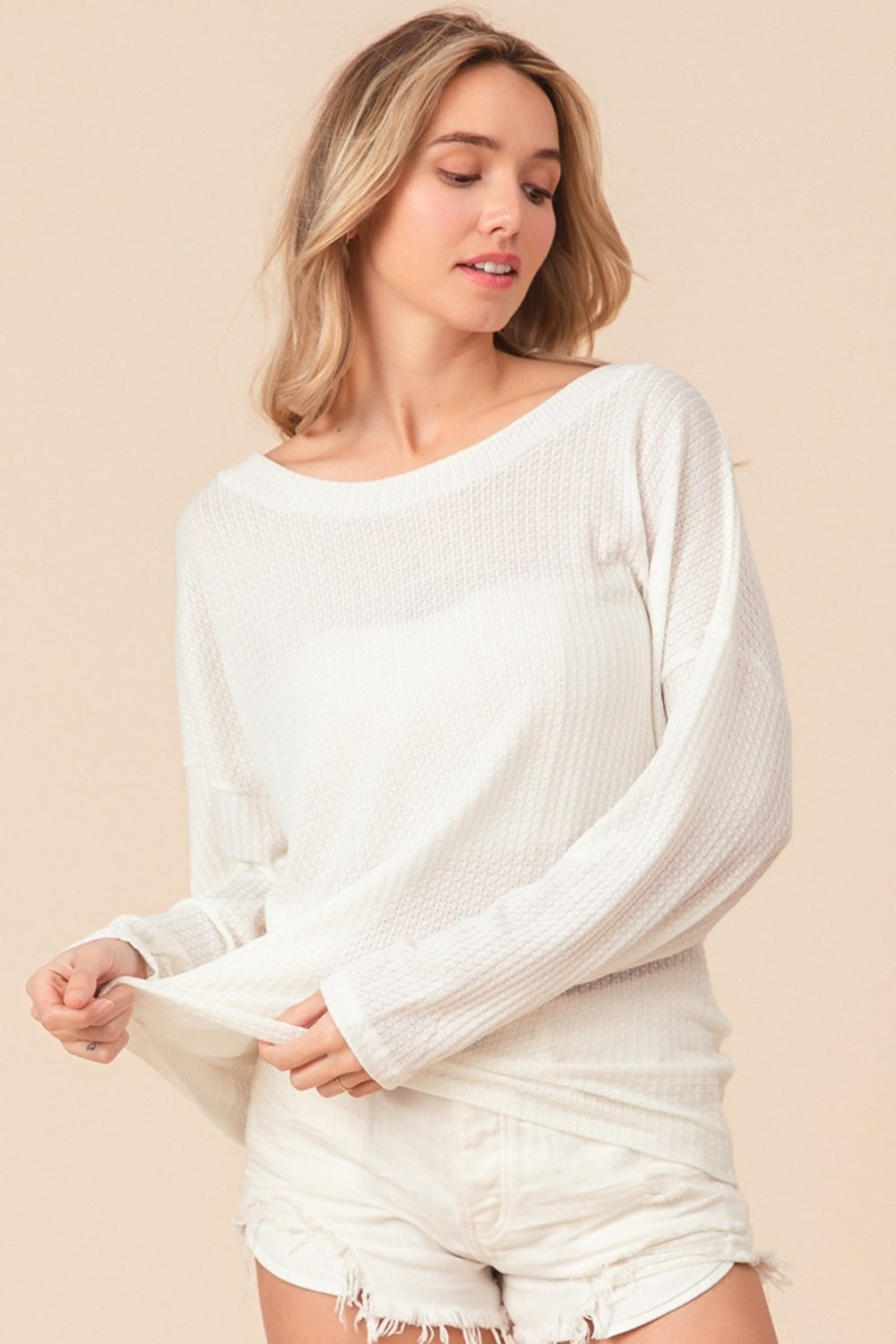 BiBi Waffled Backless Drawstring T-Shirt - Brand BiBi *
