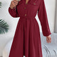 Collared Neck Long Sleeve Dress with Pockets