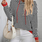 Mandy Striped Long Sleeve Hooded Knit Top