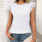 Lace Detail Round Neck Cap Sleeve Top