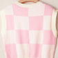 Bow Checkered Round Neck Sweater Vest