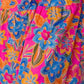 Printed V-Neck Cap Sleeve Pocketed Midi Dress