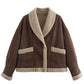 Fuzzy Collared Neck Long Sleeve Jacket