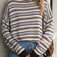 Striped Mock Neck Long Sleeve Sweater