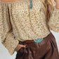 Leopard Off-Shoulder Long Sleeve Blouse