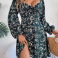 Printed Sweetheart Neck Balloon Sleeve Mini Dress